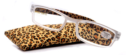 Xena, (Premium) Reading Glasses, Square Readers Clear Frosted +1.25.. +6 High / Strong Magnifying Eyeglasses (Brown Leopard) NY Fifth Avenue by NY Fifth Avenue