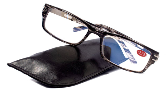 The Hudson, (Blue Light Glasses) AR Coating (Anti Glare) (Black Stripes) Reading Glasses, No prescription, Gamers (Square) NY Fifth Avenue by NY Fifth Avenue