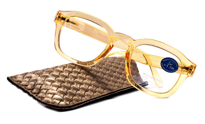 Apollo, (Blue Light Glasses) AR Coating (Anti Glare) (Translucent Yellow) Reading Glasses, No prescription, Gamers (Square) NY Fifth Avenue by NY Fifth Avenue