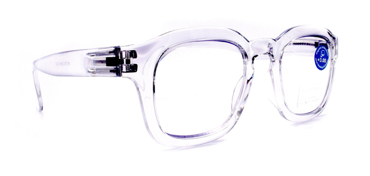 Apollo, (Blue Light Glasses) (Blue Blocker) Reduce Eyestrain, A/R Anti Glare. +1.25..+3.00 Large Square (Clear) NY Fifth Avenue. by NY Fifth Avenue