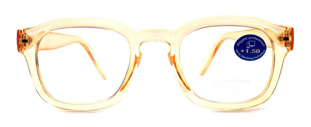 Apollo, (Blue Light Glasses) AR Coating (Anti Glare) (Translucent Yellow) Reading Glasses, No prescription, Gamers (Square) NY Fifth Avenue by NY Fifth Avenue