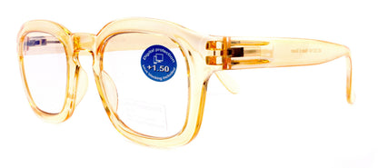Apollo, (Blue Light Glasses) AR Coating (Anti Glare) (Translucent Yellow) Reading Glasses, No prescription, Gamers (Square) NY Fifth Avenue by NY Fifth Avenue