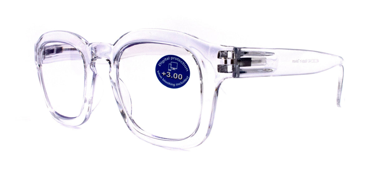 Apollo, (Blue Light Glasses) (Blue Blocker) Reduce Eyestrain, A/R Anti Glare. +1.25..+3.00 Large Square (Clear) NY Fifth Avenue. by NY Fifth Avenue