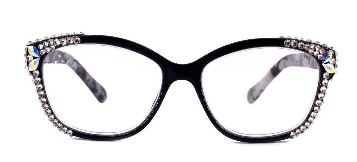 Savannah, (Bling) Women Reading Glasses W (2X line) (Clear, Clear Teardrop) Genuine European Crystals,(Black, Tortoise shell)NY Fifth Avenue by NY Fifth Avenue