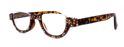 Half Moon, (Bling) Woman Reading Glasses Adorned W (Hematite, Cooper, L. Colorado) Genuine European Crystals Lower Nose, NY Fifth Avenue. by NY Fifth Avenue