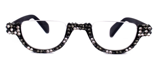 Half Moon, (Bling) Woman Reading Glasses Adorned W (Hematite, Clear, Black Diamond) Genuine European Crystals +1.25..+4, NY Fifth Avenue by NY Fifth Avenue