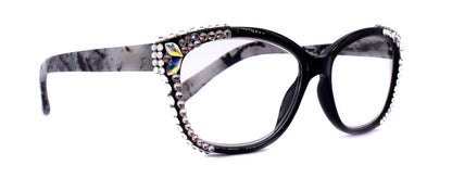Savannah, (Bling) Women Reading Glasses W (2X line) (Clear, Clear Teardrop) Genuine European Crystals,(Black, Tortoise shell)NY Fifth Avenue by NY Fifth Avenue