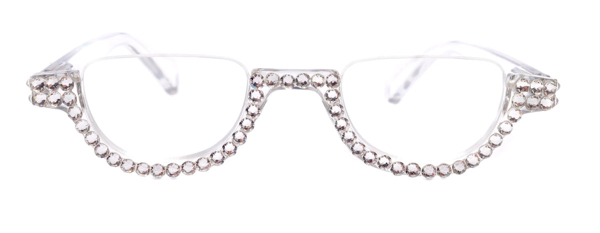 Half Moon, (Bling) Reading Glasses For Woman Adorned W (Clear) Genuine European Crystals, (Translucent) Lower Nose Frame, NY Fifth Avenue by NY Fifth Avenue
