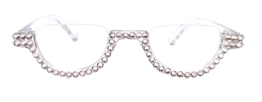 Half Moon, (Bling) Reading Glasses For Woman Adorned W (Clear) Genuine European Crystals, (Translucent) Lower Nose Frame, NY Fifth Avenue by NY Fifth Avenue