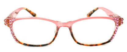 Desiree, (Bling) Women Reading Glasses W (Light Rose, Cooper) Genuine European Crystals +1.5 ..+6 Square High Strength NY Fifth Avenue by NY Fifth Avenue