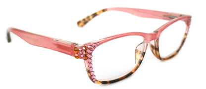 Desiree, (Bling) Women Reading Glasses W (Light Rose, Cooper) Genuine European Crystals +1.5 ..+6 Square High Strength NY Fifth Avenue by NY Fifth Avenue