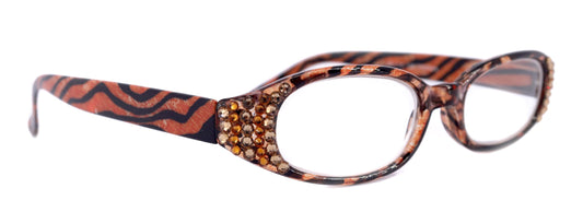 Isabella, (Bling) Reading Glasses Women W (Cooper, Light Colorado) Genuine European Crystals (Tiger) Animal Print NY Fifth Avenue by NY Fifth Avenue