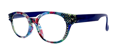 Versailles, (Bling) Reading Glasses 4 women W (Montana, Black Diamond) Genuine European Crystals Round Frame. NY Fifth Avenue by NY Fifth Avenue
