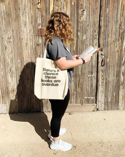 Book Bag, Overdue Library Books Funny Canvas Tote Bag by Joyful Moose