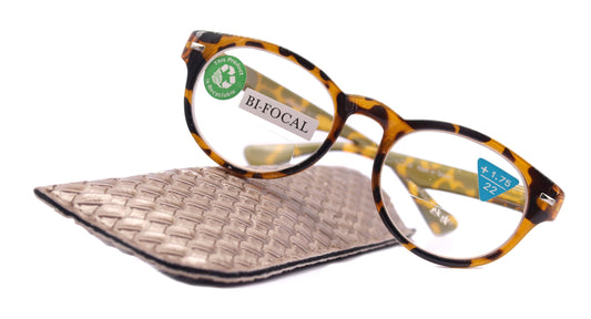 Brook, (Line Bifocal) (Premium) Reading Glasses, High-End Readers +1.25 to +3 Magnifying, Fashion Round (Tortoise Brown) NY Fifth Avenue by NY Fifth Avenue