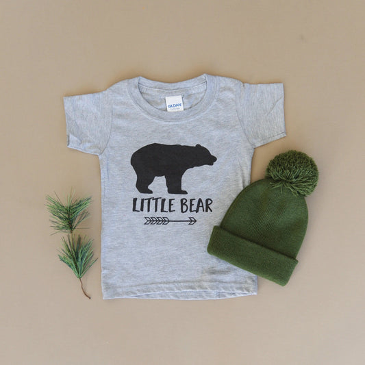 Gray Toddler Shirt - Little Bear T-Shirt With Graphic Arrow Design | Soft Cotton Tee by Joyful Moose