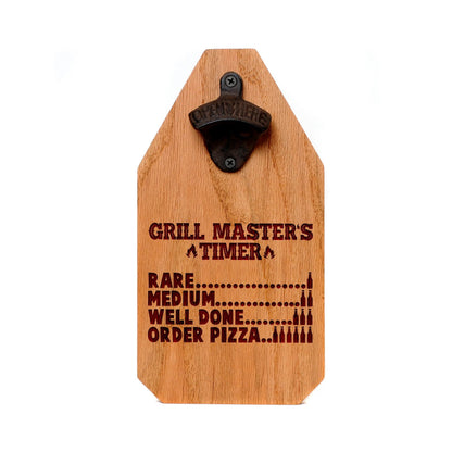 Grilling Gifts, Grill Timer Wood Sign, BBQ Gift for men, Beer Bottle Opener, Christmas gift for him, gift for dad, boyfriend christmas gift by Joyful Moose