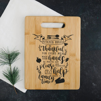 Kitchen Rules Cutting Board, gift for her, Personalized Kitchen Decor, Gift for cook, gift for mom, gift for wife by Joyful Moose