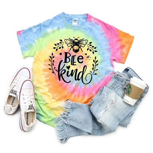 Bee Kind tie dye shirt, tie dye clothing, Bee Gift tie dye t shirt, tie dye tshirt, Kindness pastel tie dye shirt, bee kind gifts by Joyful Moose