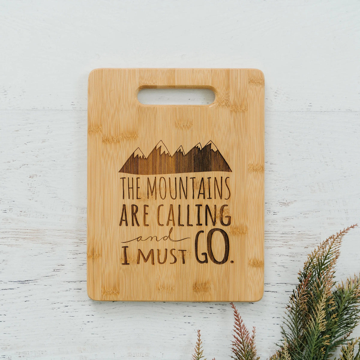 Mountain kitchen decor, Bamboo Cutting Board cabin decor, Mountain Art, Mountain Decor, wooden cutting board, rv camper decor, Travel Gift by Joyful Moose