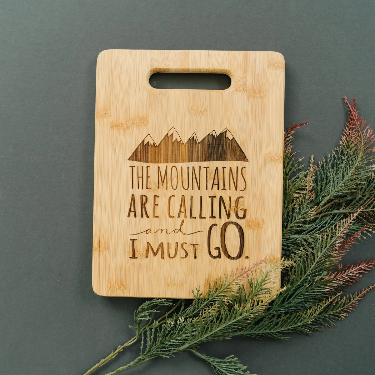 Mountain kitchen decor, Bamboo Cutting Board cabin decor, Mountain Art, Mountain Decor, wooden cutting board, rv camper decor, Travel Gift by Joyful Moose