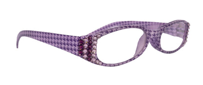 The Scottish, (Bling) Reading Glasses Embellished w (Amethyst) (Hounds Tooth Check) Rectangular (Purple) NY Fifth Avenue by NY Fifth Avenue
