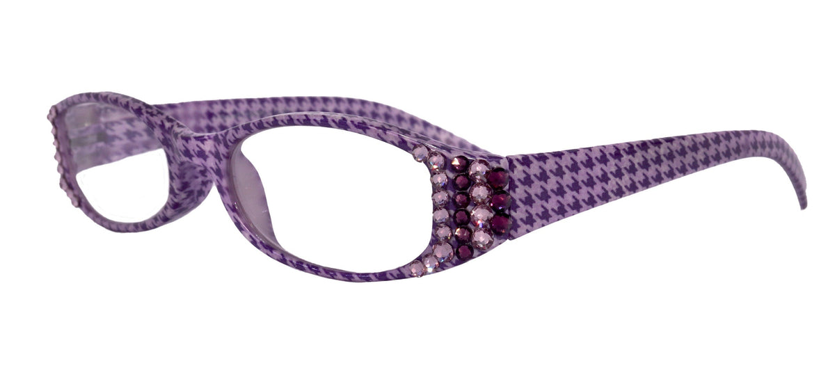 The Scottish, (Bling) Reading Glasses Embellished w (Amethyst) (Hounds Tooth Check) Rectangular (Purple) NY Fifth Avenue by NY Fifth Avenue