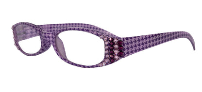 The Scottish, (Bling) Reading Glasses Embellished w (Amethyst) (Hounds Tooth Check) Rectangular (Purple) NY Fifth Avenue by NY Fifth Avenue