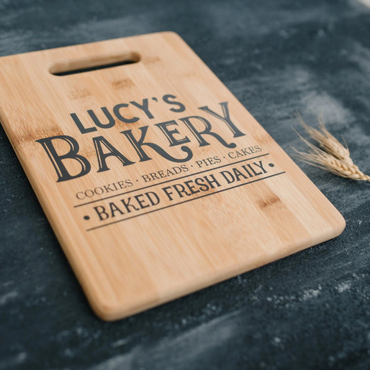 Custom Bakery Cutting Board, gift for baker, Personalized Kitchen Decor, Gift for her, gift for mom, gift for wife by Joyful Moose