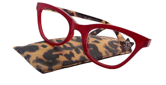Le Rouge, Premium Reading Glasses High End Reading Glass +1.50 to +3 magnifying glasses (Red Cat Eye) Optical Frames by NY Fifth Avenue