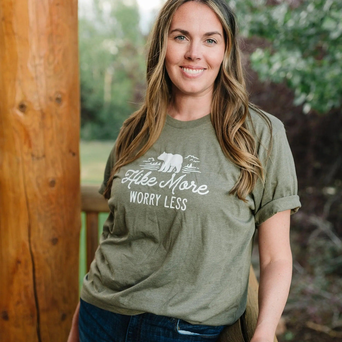 Hike More, Worry Less T-shirt, Hiking Gift, Adventure, Travel, Outdoors Shirt, Camping Tshirt by Joyful Moose