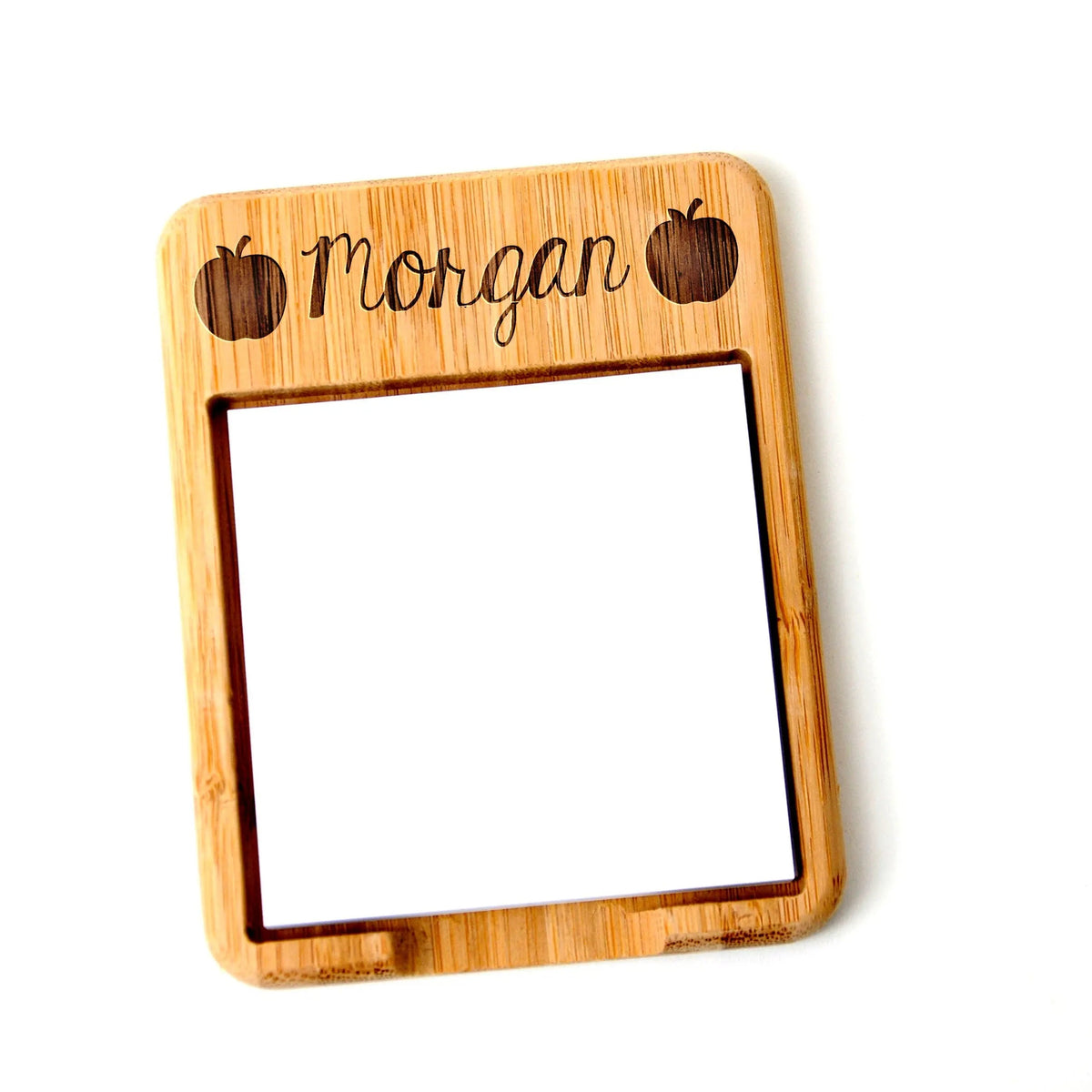Personalized Floral or Pineapple Bamboo Wood Sticky Note Holder, Custom Teacher Gift by Joyful Moose