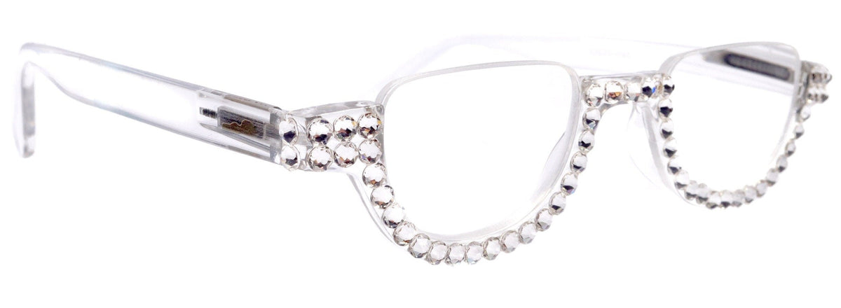 Half Moon, (Bling) Reading Glasses For Woman Adorned W (Clear) Genuine European Crystals, (Translucent) Lower Nose Frame, NY Fifth Avenue by NY Fifth Avenue