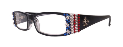 Freedom Shine, (Bling) (Fleur De Lis) Women Reading Glasses W Genuine European Crystals (Black) NY Fifth Avenue by NY Fifth Avenue