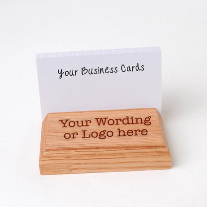 Wood Business Card Holder - Custom Engraved Card Display Stand With Non Slip Feet by Joyful Moose