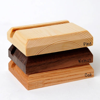 Wood Business Card Holder - Custom Engraved Card Display Stand With Non Slip Feet by Joyful Moose