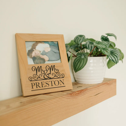Mr & Mrs Personalized Wood Photo Frame - Mr Mrs Picture Frame - Christmas Gift for Couples - Personalized Wedding Gift - Anniversary Gift by Joyful Moose