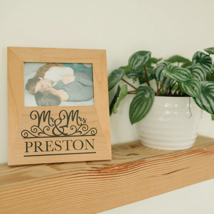 Mr & Mrs Personalized Wood Photo Frame - Mr Mrs Picture Frame - Christmas Gift for Couples - Personalized Wedding Gift - Anniversary Gift by Joyful Moose