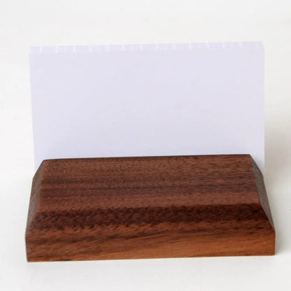 Wood Business Card Holder - Custom Engraved Card Display Stand With Non Slip Feet by Joyful Moose