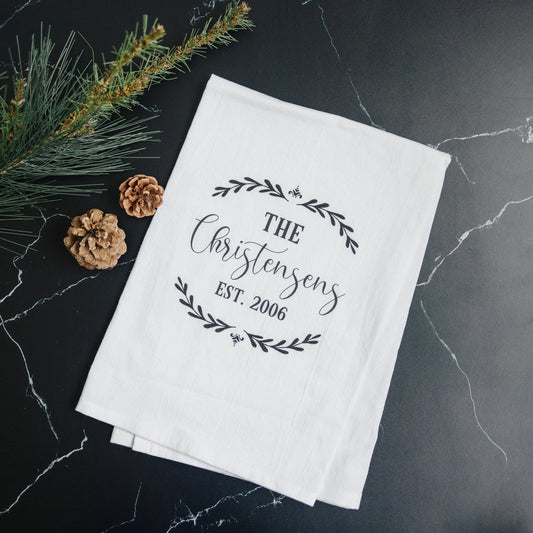 Personalized Wedding Gift, Custom Kitchen Towel, Personalized Flour Sack Towel, Anniversary Gift, Custom Wedding Present by Joyful Moose