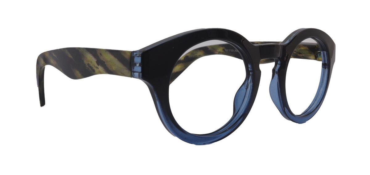Berlin, (Blue Light Glasses) Reading, High End Readers, Magnifying Eyeglass (Black/Blue) (Round) (Thick Frame) (Over size) NY Fifth Avenue by NY Fifth Avenue
