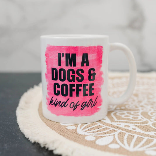 Dog Mom Coffee Mug, dog lover gift, dog owner gift, Pink Mug I'm a dogs & coffee kind of girl by Joyful Moose