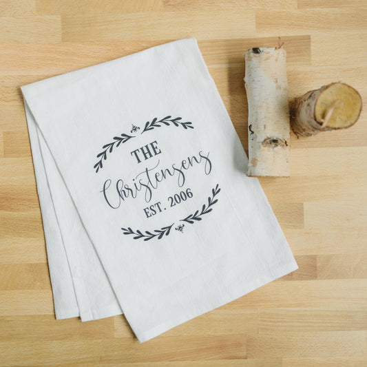 Personalized Wedding Gift, Custom Kitchen Towel, Personalized Flour Sack Towel, Anniversary Gift, Custom Wedding Present by Joyful Moose