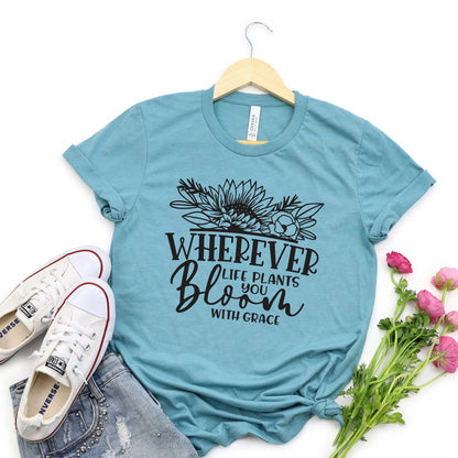 Floral shirt, graphic tshirt women, gardening tshirt, motivational tshirt by Joyful Moose