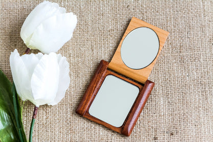 Wood Monogram Pocket Mirror, Bridesmaid Gift, Personalized Wood Compact Mirror, personalized mirror, hand mirror, purse mirror by Joyful Moose
