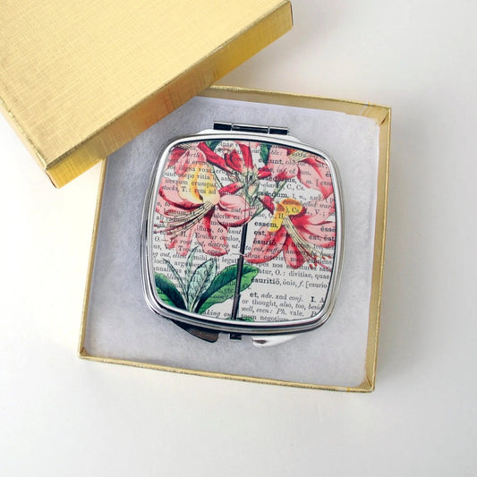 Vintage Floral Compact Mirror - Compact Mirror Gift for Her - Pocket Mirror - Purse Mirror - Pocket Mirror by Joyful Moose