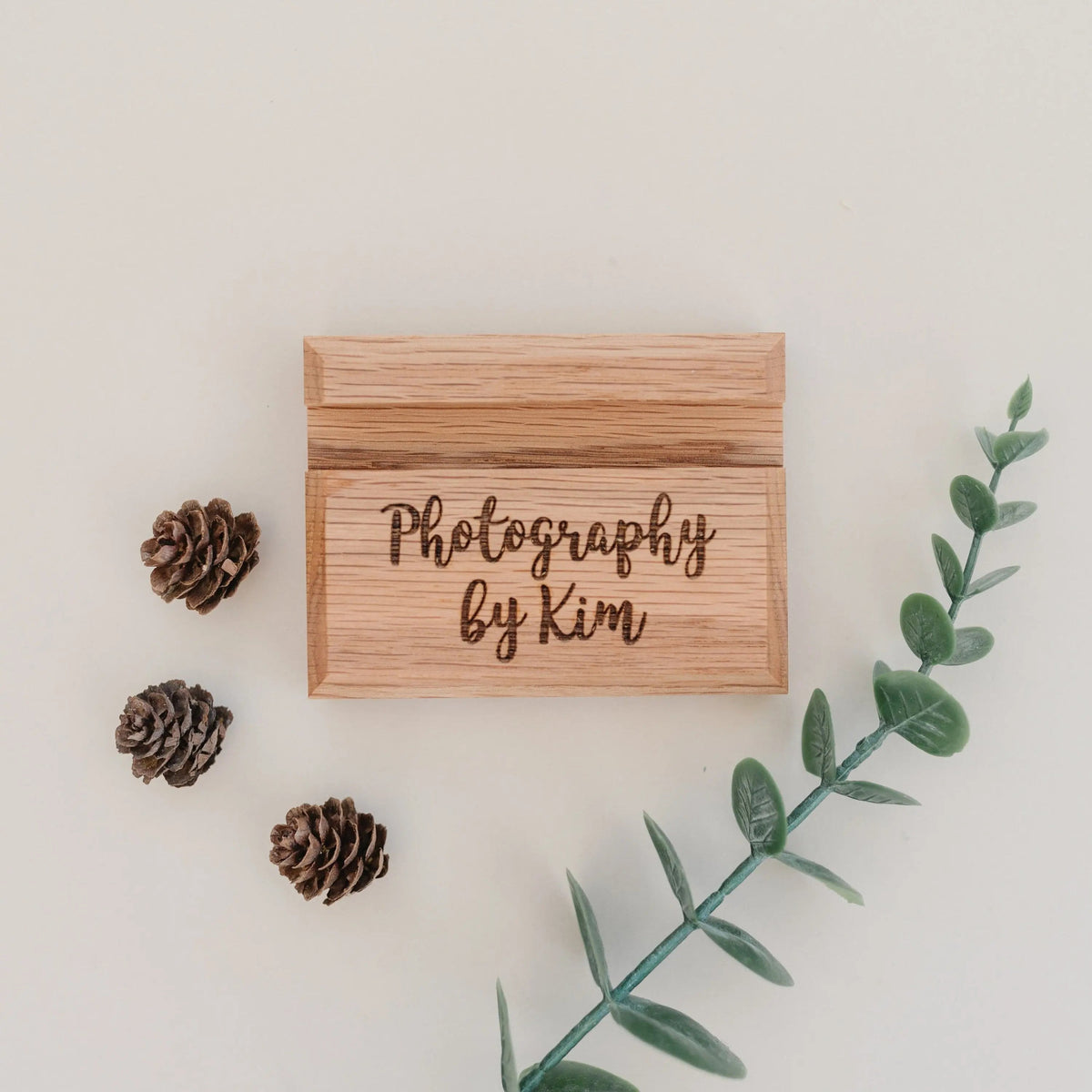 Wood Business Card Holder - Custom Engraved Card Display Stand With Non Slip Feet by Joyful Moose