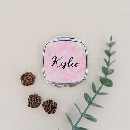 Personalized Gift for Her, bridesmaid gifts, Personalized Compact Mirror, cosmetic gifts for her under 20, personalized gifts for women by Joyful Moose