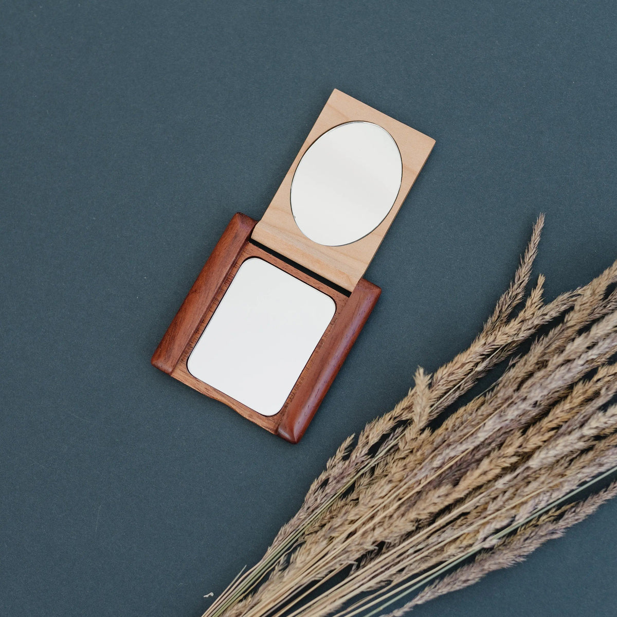 Wood Monogram Pocket Mirror, Bridesmaid Gift, Personalized Wood Compact Mirror, personalized mirror, hand mirror, purse mirror by Joyful Moose