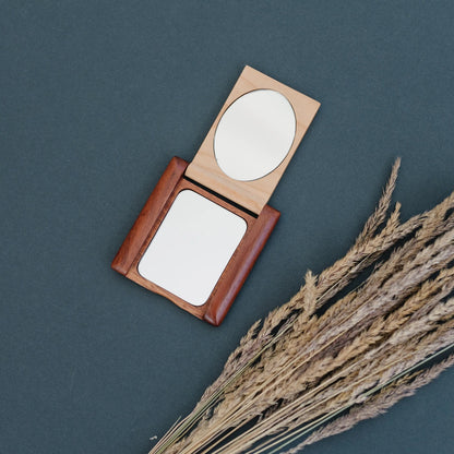 Wood Monogram Pocket Mirror, Bridesmaid Gift, Personalized Wood Compact Mirror, personalized mirror, hand mirror, purse mirror by Joyful Moose